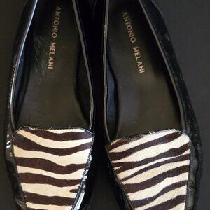 ANTONIO MELANI EMPIRE ZEBRA HAIR FLATS Sz 7